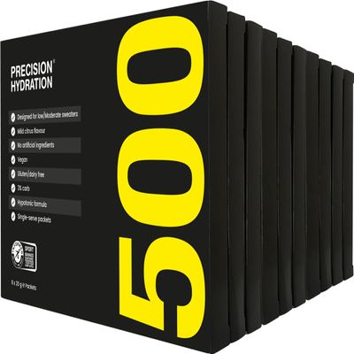 Precision Hydration Electrolyte Powder - No Artificial Ingredients, Multi Strength Hydration Packets - Individual Waterproof Servings - Gluten/Dairy Free, 10 Box (80 Packets, 500mg/L-Yellow)