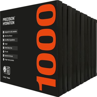 Precision Hydration Electrolyte Powder - No Artificial Ingredients Multi Strength Hydration Packets - Individual Waterproof Servings - Gluten/Dairy Free, 10 Boxes (80 Packets), 1000mg/L-Orange