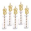 18th Birthday Paper Straw Decor, 24-Pack Real Gold Glitter Cut-Out Numbers Happy 18 Years Party Decorative Straws view 1