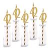 42nd Birthday Paper Straw Decor, 24-Pack Real Gold Glitter Cut-Out Numbers Happy 42 Years Party Decorative Straws view 1