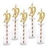 29th Birthday Paper Straw Decor, 24-Pack Real Gold Glitter Cut-Out Numbers Happy 29 Years Party Decorative Straws view 1