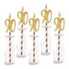 90th Birthday Paper Straw Decor, 24-Pack Real Gold Glitter Cut-Out Numbers Happy 90 Years Party Decorative Straws view 1