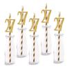 27th Birthday Paper Straw Decor, 24-Pack Real Gold Glitter Cut-Out Numbers Happy 27 Years Party Decorative Straws view 1