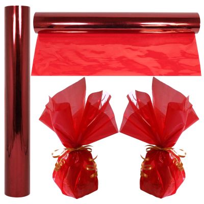 AnapoliZ Cellophane Wrap Roll Red | 100 Ft. Long X 16 in. Wide | 2.3 Mil Thick Transparent Red | Gifts, Baskets, Treats, Cellophane Wrapping Paper | Colorful Cello Christmas, Holiday Color