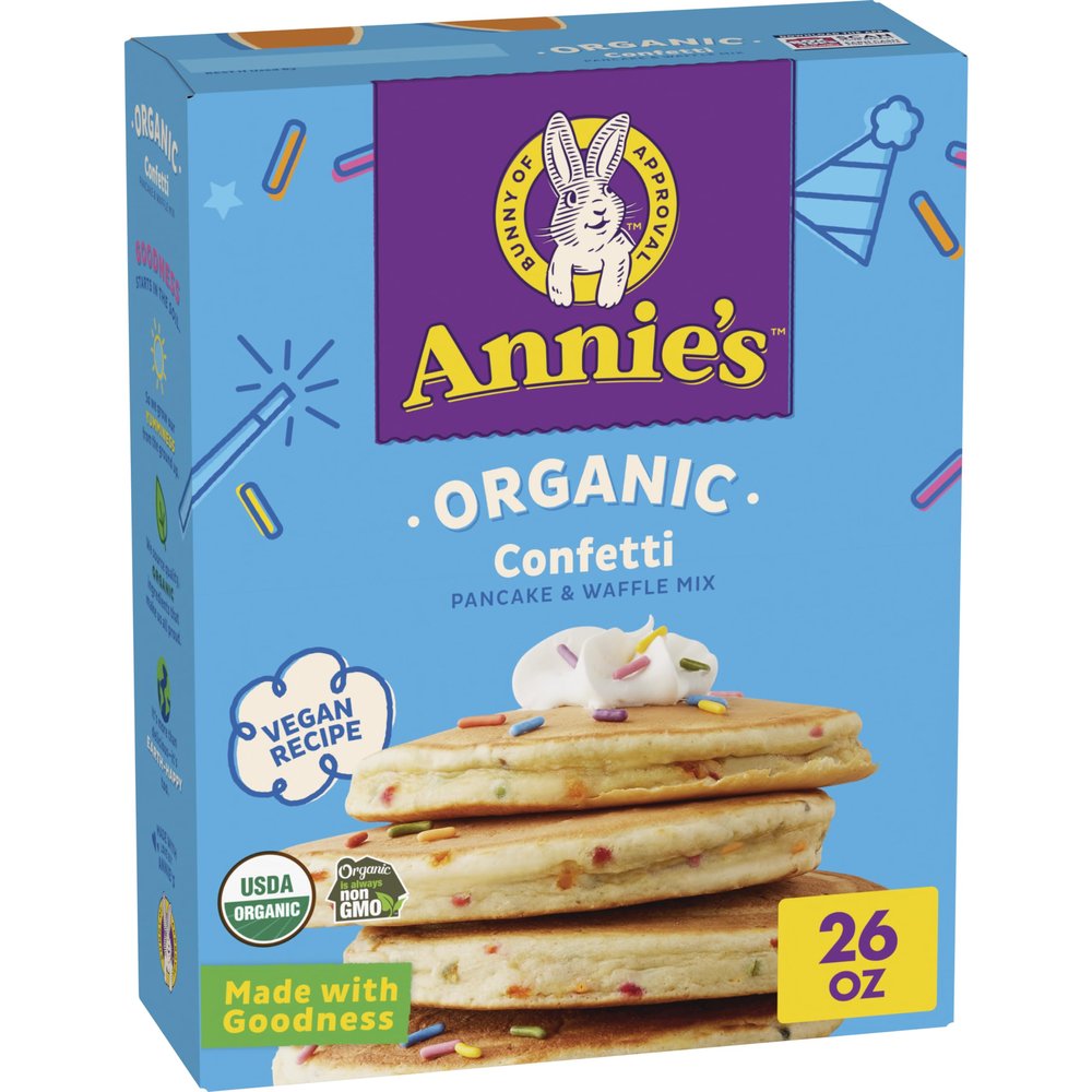 Annie's Organic Confetti Pancake and Waffle Mix, Kids Breakfast, Vegan, 26 oz