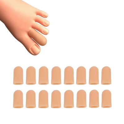 16 Pieces Toe Caps, Toe Protector Toe Covers, Toe Cushion to Protect Toe from Rubbing, Ingrown Toenails, Corns, Blisters, Hammer Toes and Other Painful Toe Problems (Beige)