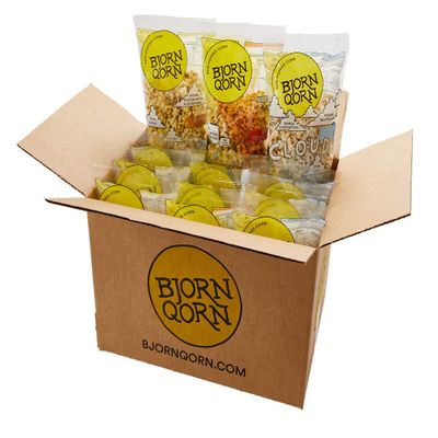 BjornQorn 12-Pack Mix Popcorn (3 Flavors) - Vegan & Gluten-Free - (4) Classic, (4) Spicy, (4) Cloudy - (12 3oz bags)