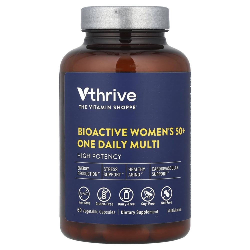 Vthrive Once-Daily Bioactive Multivitamin for Women 50+ Supports Stress Relief, Healthy Aging, & Overall Wellness with Essential Nutrients & Antioxidants (60 Vegetarian Capsules)