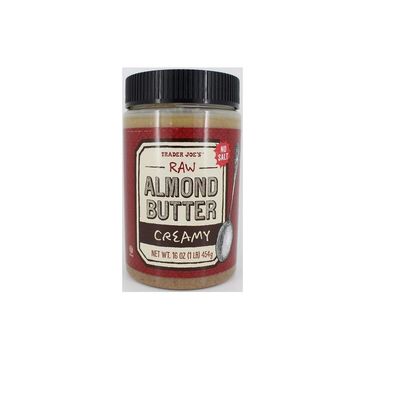 2 Packs Trader Joe's Almond Butter Raw Creamy Unsalted 16 Oz (pack of 4)
