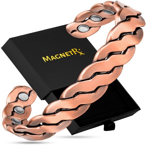 MagnetRX Copper Magnetic Bracelets  Effective Pure Copper Bracelet for Men and Women  Adjustable Cuff Bangles (Twisted Copper)