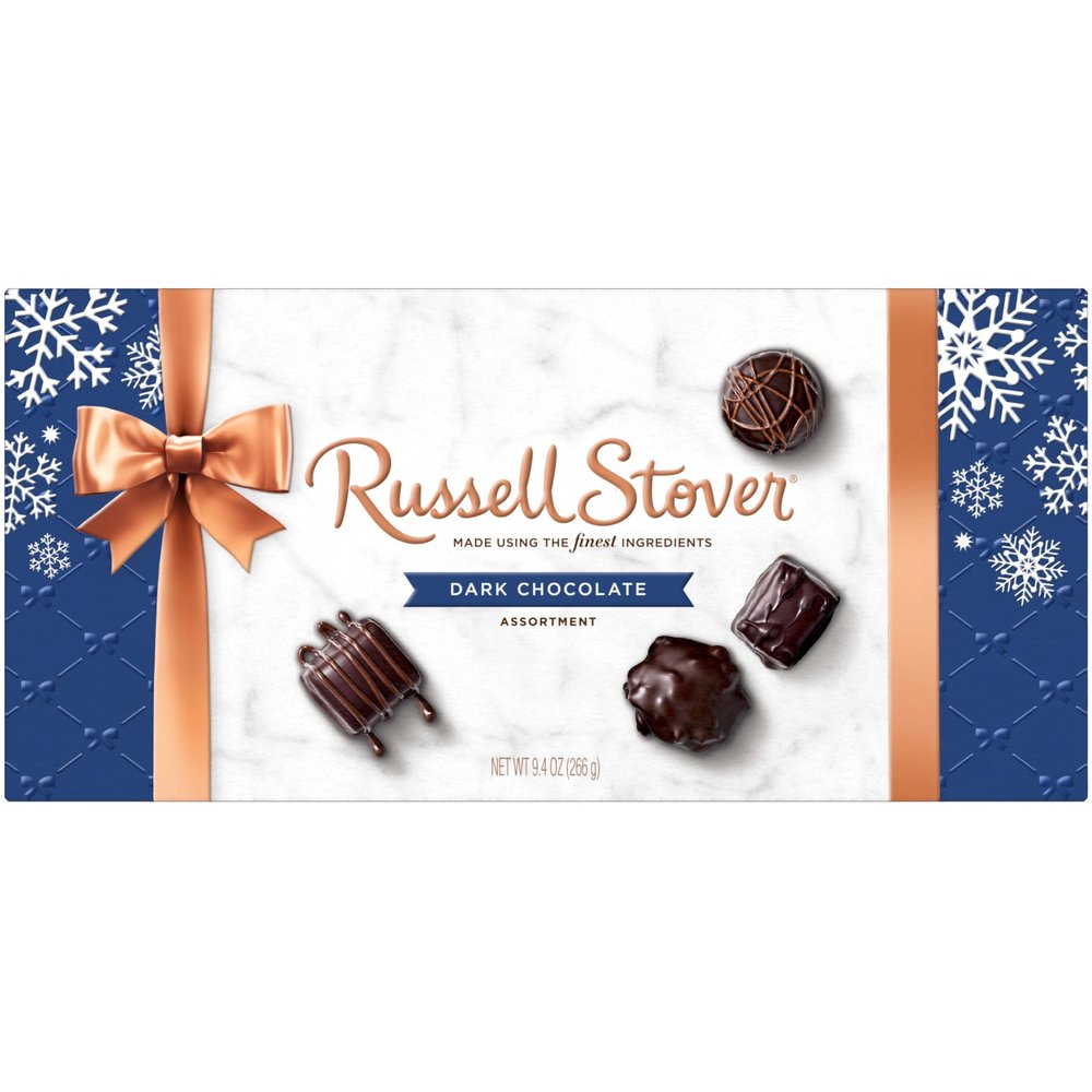 RUSSELL STOVER Christmas Dark Chocolate Candy Assortment Gift Box, 9.4 oz.