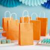 BLUE PANDA 25-Pack Orange Gift Bags with Handles - Small Paper Treat Bags for Birthday, Wedding, Retail (5.3x3.2x9 In) view 2