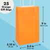 BLUE PANDA 25-Pack Orange Gift Bags with Handles - Small Paper Treat Bags for Birthday, Wedding, Retail (5.3x3.2x9 In) view 4