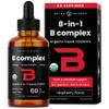 USDA Organic Vitamin B Complex Liquid Drops Sublingual B12 Methycobalamin | B1, B2, B3, B5, B6, B7, B9 | Methylated B Vitamins Complex for Women & Men | Biotin, Niacinamide, Folate & Folic Acid, 2oz view 1