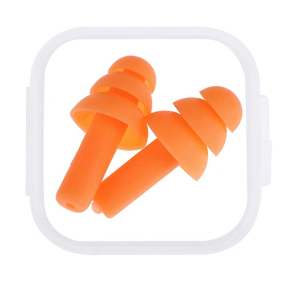 AKOAK 1 Pack Silicone Earplugs, Sound Insulation and Noise Reduction Environmental Protection, Suitable for Waterproof, Anti-Noise, Swimming, Learning, Sleeping, etc (Orange)