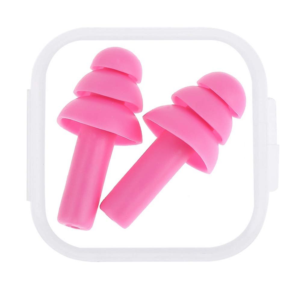 AKOAK 1 Pack Silicone Earplugs, Sound Insulation and Noise Reduction Environmental Protection, Suitable for Waterproof, Anti-Noise, Swimming, Learning, Sleeping, etc (Rose red)