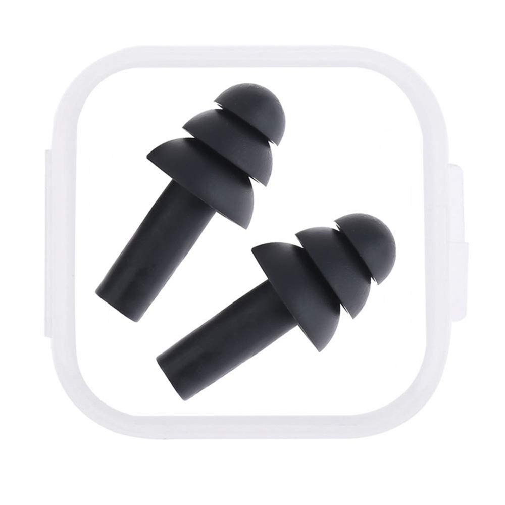 AKOAK 1 Pack Silicone Earplugs, Sound Insulation and Noise Reduction Environmental Protection, Suitable for Waterproof, Anti-Noise, Swimming, Learning, Sleeping, etc (Black)