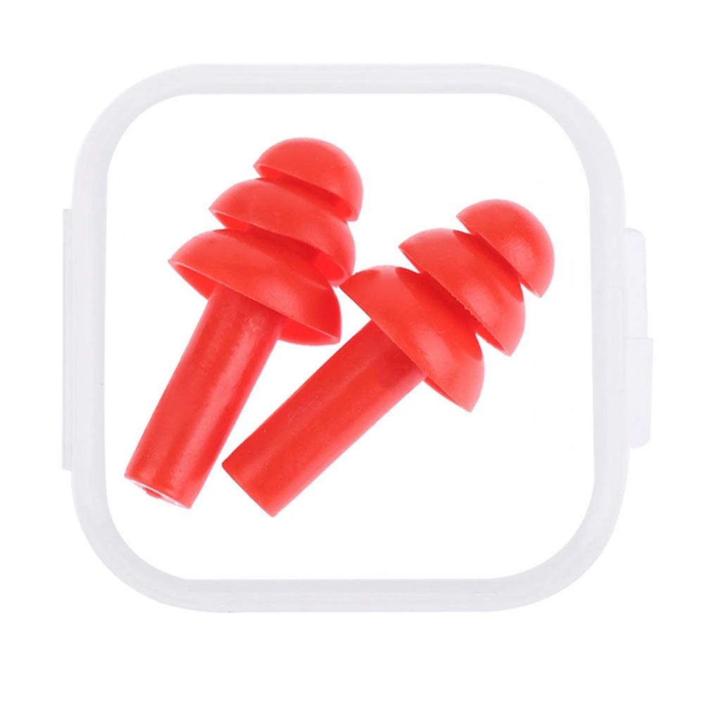 AKOAK 1 Pack Silicone Earplugs, Sound Insulation and Noise Reduction Environmental Protection, Suitable for Waterproof, Anti-Noise, Swimming, Learning, Sleeping, etc (red)