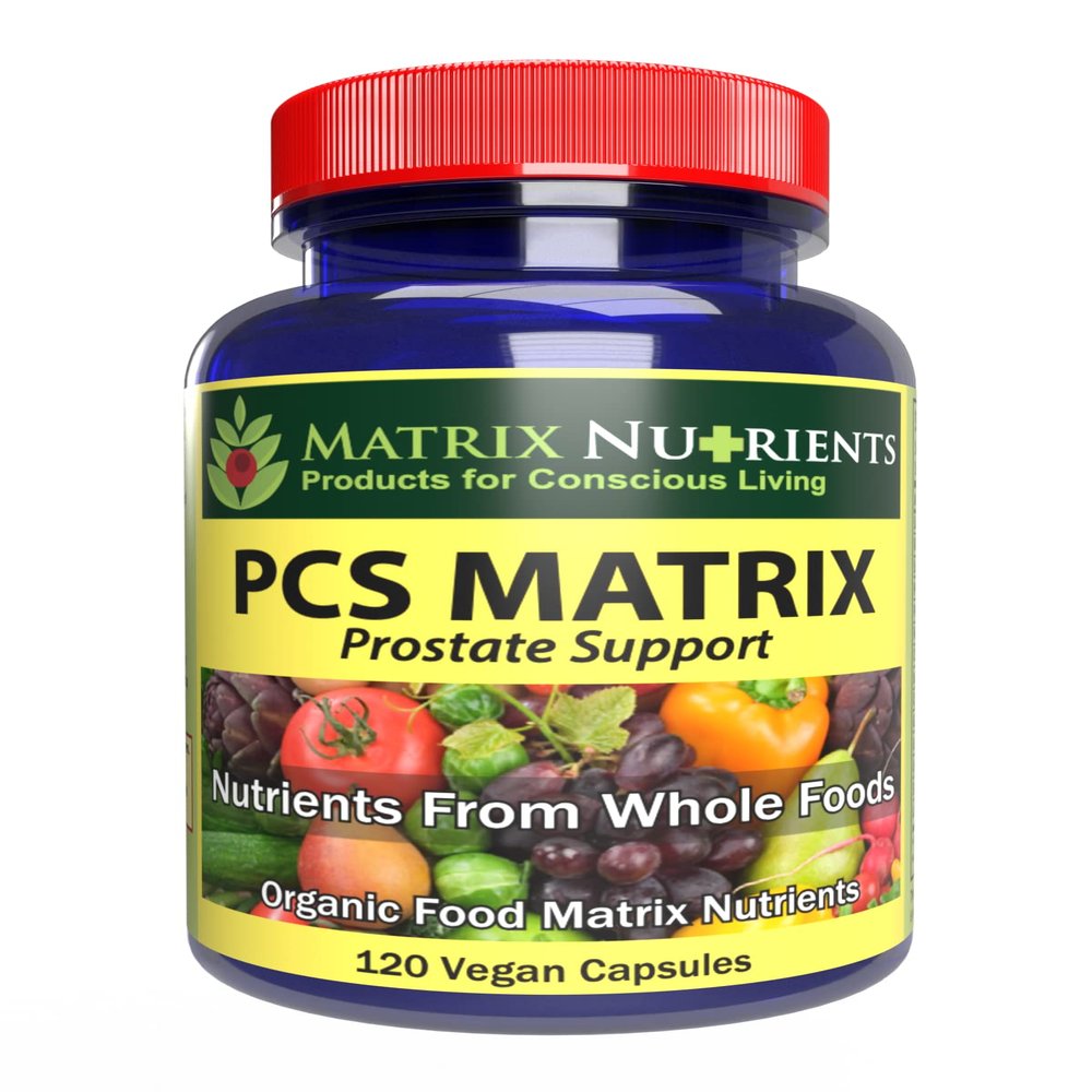 PCS Matrix - Lower PSA Levels for Healthy Prostate - 100% Natural Ingredients: Saw Palmetto, Rabdosia, Scute, Plantago Focium, Chrysantaomum, Ganoderma, Lotus Seed - Vegan Capsules (120ct)