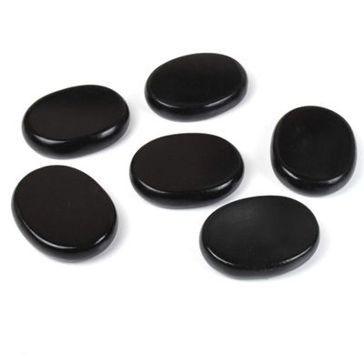 Windfulogo 6Pcs Hot Massage Stones Set Natural Basalt Heated Warmer Stone for Spa Massage 2.36 x 3.14in (6x8cm) 2