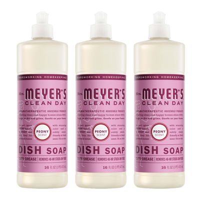 MRS. MEYER'S CLEAN DAY Liquid Dish Soap, Peony, 16 Fl. Oz - Pack of 3