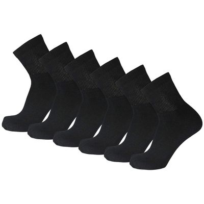 Big and Tall Diabetic Cotton Neuropathy Ankle Socks, King Size Mens Athletic Socks (13-15, Quarter Black) - 6 pairs