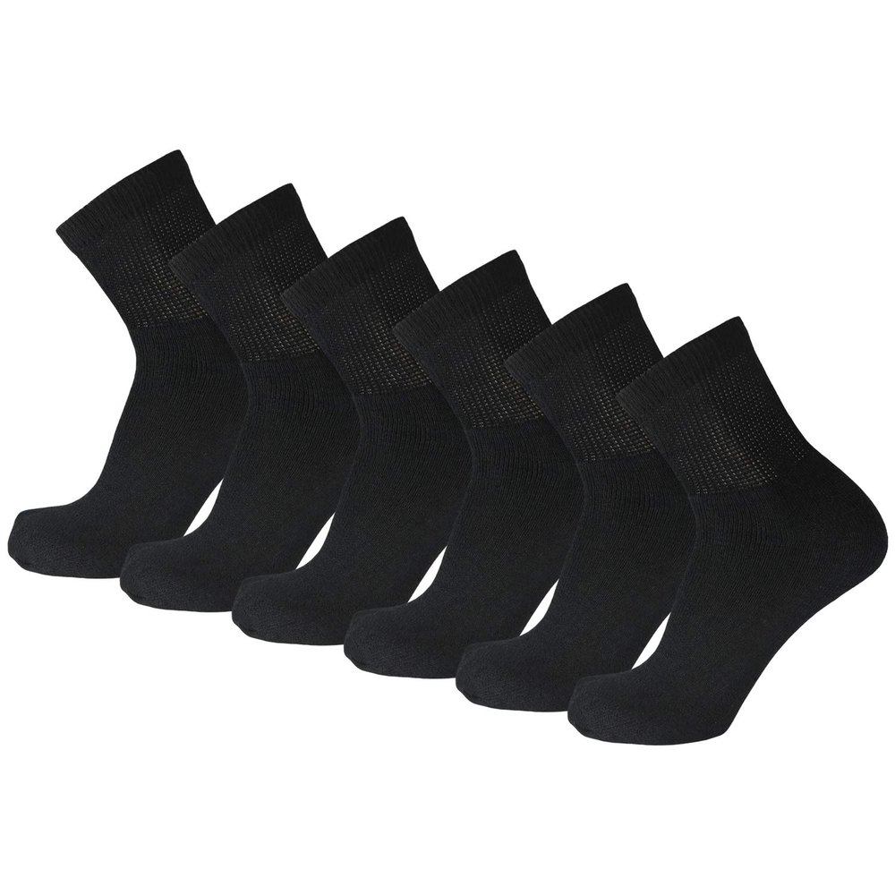 Big and Tall Diabetic Cotton Neuropathy Ankle Socks, King Size Mens Athletic Socks (13-15, Quarter Black) - 6 pairs