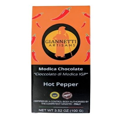 Giannetti Artisans Handmade Modica Chocolate Imported from Sicily 3.52 oz (100 g) (Hot Pepper, Single)
