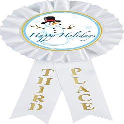 Happy Holidays Rosette Ribbon, 3rd Place Holiday Ribbon Award Prize, 100 Pack Prime