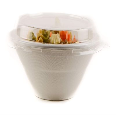 [800 PACK] 32oz Round Disposable Deep Bowls with Lids - Natural Sugarcane Bagasse, Bamboo Fibers, Sturdy Compostable, Eco Friendly, Environmental, Paper Plastic Bowl Alternative,Tree Free