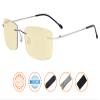 CessBlu Blue Light Blocking Glasses for Men Reading Computer Anti Glare UV Eyeglasses Flexible Rimless Yellow Filter (Silver)+0.75 view 2