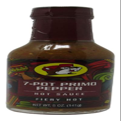 Buc-ees Gourmet Hot Sauce, Gluten Free, Non-GMO - Fiery Hot 7-Pot Primo Pepper Flavor - 5 Ounce Bottle