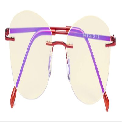 CessBlu Ladies Blue Light Blocking Glasses Anti Glare UV with Yellow Filter Eyeglasses for Women Reading Screen Rimless (Red)+1.75