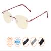 CessBlu Ladies Blue Light Blocking Glasses Anti Glare UV with Yellow Filter Eyeglasses for Women Reading Screen Rimless (Red)+1.75 view 2
