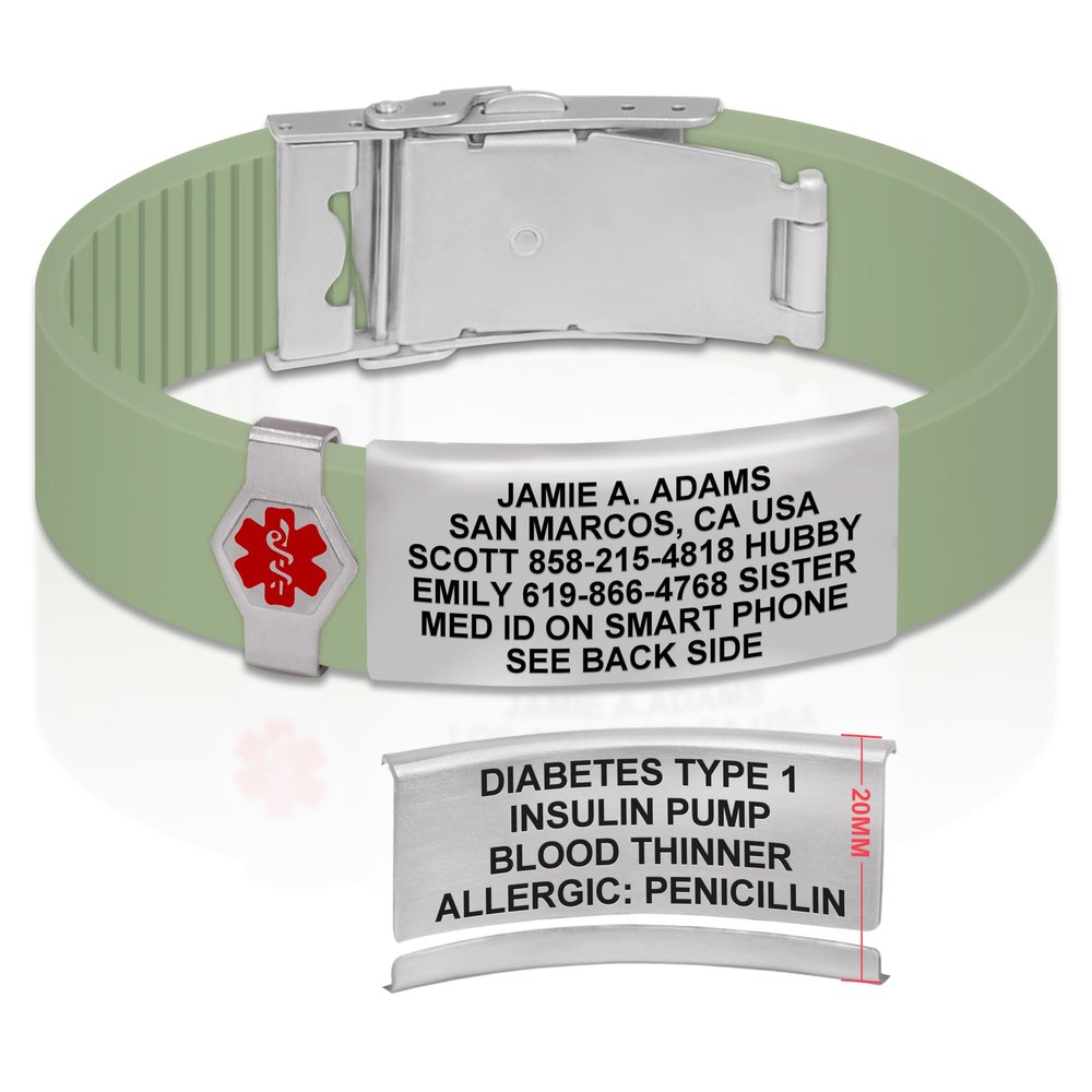 Divoti Custom Engraved Medical Alert ID Bracelet  Dual-Sided Laser Etching, Silicone Wristband, Stainless Steel Security Clasp  Adjustable & Trim-to-Fit  Emergency Medical Info Band - PRO GM SS RE