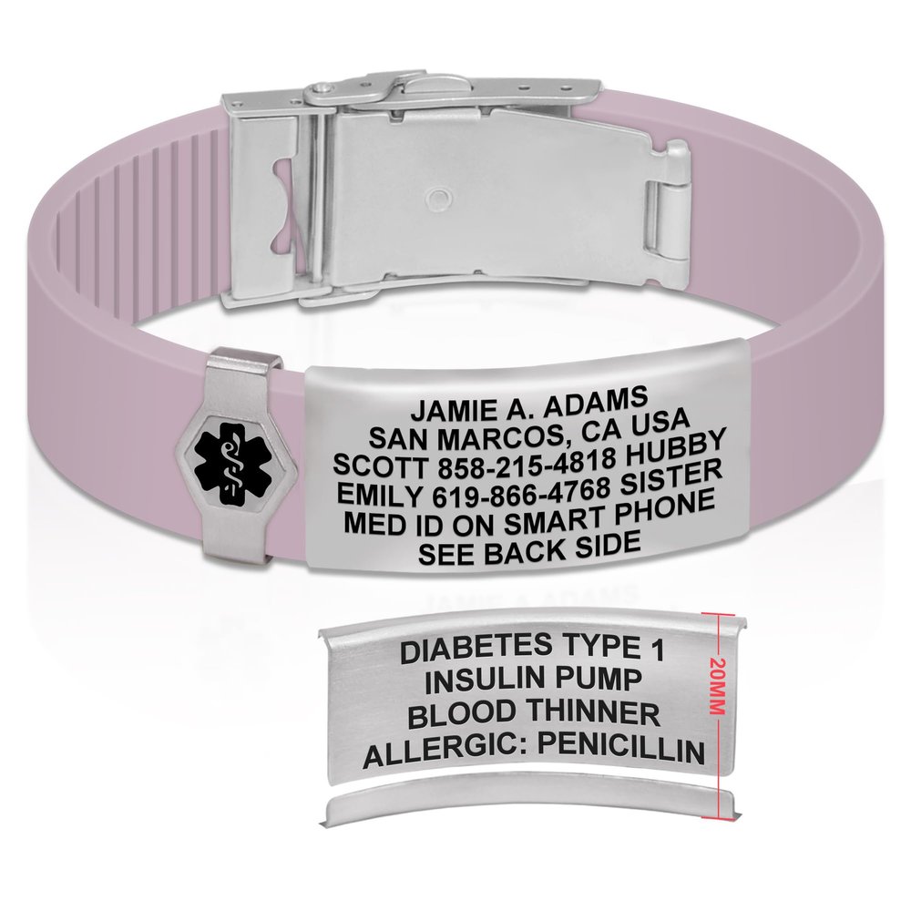 Divoti Custom Engraved Medical Alert ID Bracelet  Dual-Sided Laser Etching, Silicone Wristband, Stainless Steel Security Clasp  Adjustable & Trim-to-Fit  Emergency Medical Info Band - PRO PPR SS BL