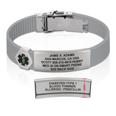 Divoti Custom Engraved Medical Alert ID Bracelet  Dual-Sided Laser Etching, Silicone Wristband, Stainless Steel Security Clasp  Adjustable & Trim-to-Fit  Emergency Medical Info Band - UL CG SS BL