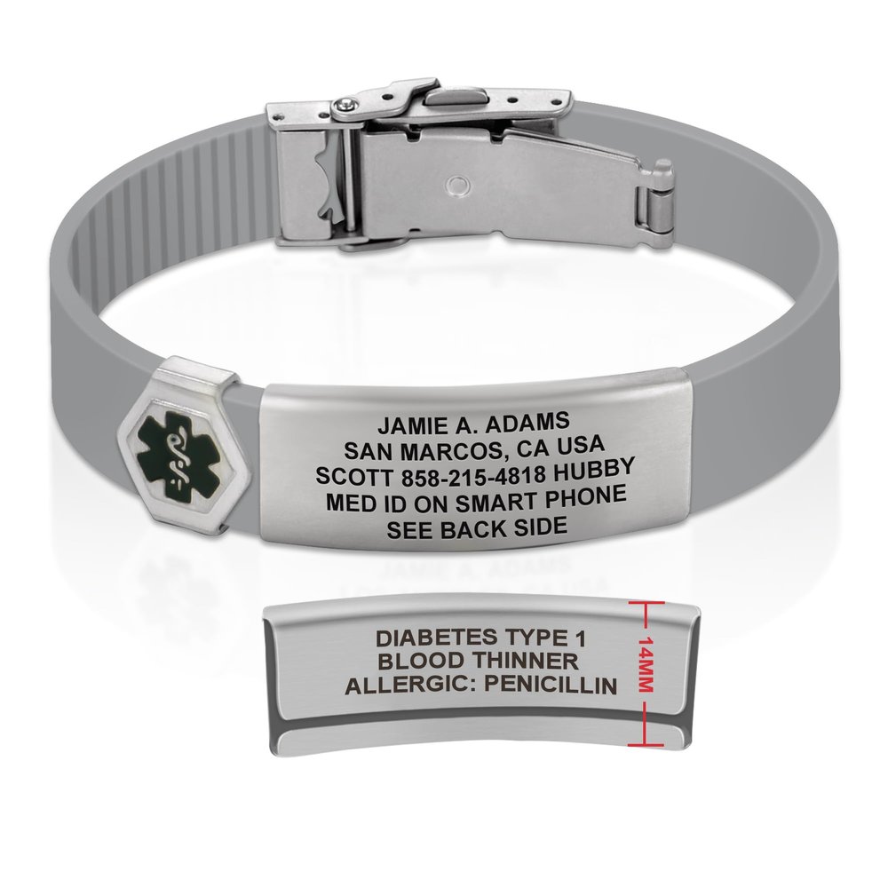 Divoti Custom Engraved Medical Alert ID Bracelet  Dual-Sided Laser Etching, Silicone Wristband, Stainless Steel Security Clasp  Adjustable & Trim-to-Fit  Emergency Medical Info Band - UL CG SS BL
