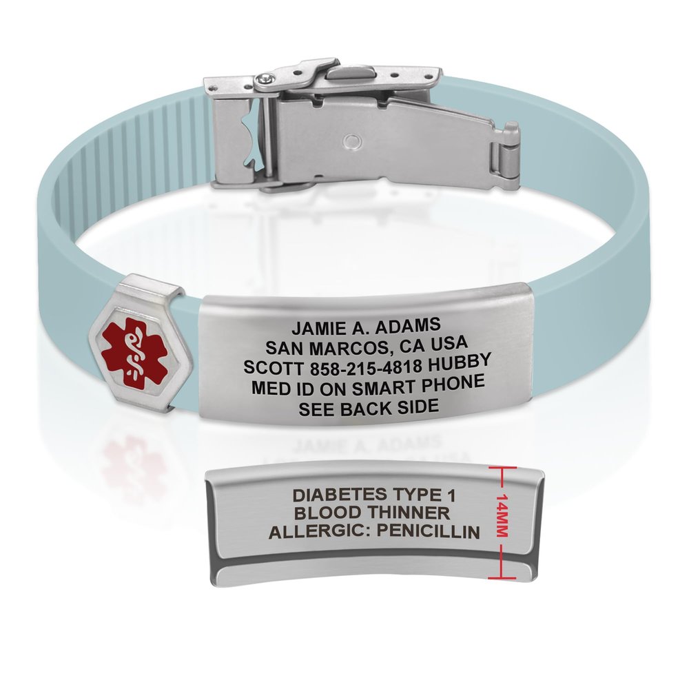 Divoti Custom Engraved Medical Alert ID Bracelet  Dual-Sided Laser Etching, Silicone Wristband, Stainless Steel Security Clasp  Adjustable & Trim-to-Fit  Emergency Medical Info Band - UL PLB SS RE