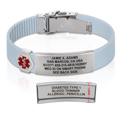 Divoti Custom Engraved Medical Alert ID Bracelet  Dual-Sided Laser Etching, Silicone Wristband, Stainless Steel Security Clasp  Adjustable & Trim-to-Fit  Emergency Medical Info Band - UL SB SS RE