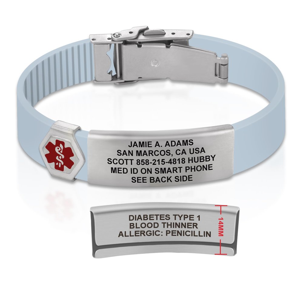 Divoti Custom Engraved Medical Alert ID Bracelet  Dual-Sided Laser Etching, Silicone Wristband, Stainless Steel Security Clasp  Adjustable & Trim-to-Fit  Emergency Medical Info Band - UL SB SS RE