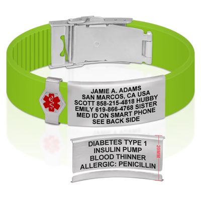 Divoti Custom Engraved Medical Alert ID Bracelet  Dual-Sided Laser Etching, Silicone Wristband, Stainless Steel Security Clasp  Adjustable & Trim-to-Fit  Emergency Medical Info Band - PRO LR SS RE