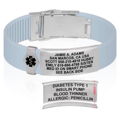 Divoti Custom Engraved Medical Alert ID Bracelet  Dual-Sided Laser Etching, Silicone Wristband, Stainless Steel Security Clasp  Adjustable & Trim-to-Fit  Emergency Medical Info Band - PRO SB SS BL