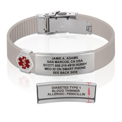 Divoti Custom Engraved Medical Alert ID Bracelet  Dual-Sided Laser Etching, Silicone Wristband, Stainless Steel Security Clasp  Adjustable & Trim-to-Fit  Emergency Medical Info Band - UL PS SS RE