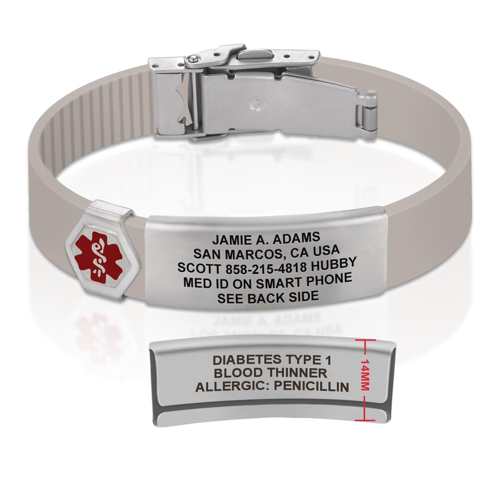 Divoti Custom Engraved Medical Alert ID Bracelet  Dual-Sided Laser Etching, Silicone Wristband, Stainless Steel Security Clasp  Adjustable & Trim-to-Fit  Emergency Medical Info Band - UL PS SS RE