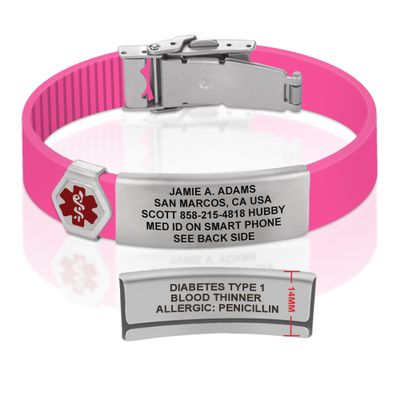 Divoti Custom Engraved Medical Alert ID Bracelet  Dual-Sided Laser Etching, Silicone Wristband, Stainless Steel Security Clasp  Adjustable & Trim-to-Fit  Emergency Medical Info Band - UL VP SS RE