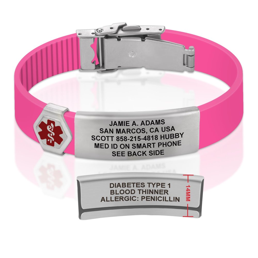 Divoti Custom Engraved Medical Alert ID Bracelet  Dual-Sided Laser Etching, Silicone Wristband, Stainless Steel Security Clasp  Adjustable & Trim-to-Fit  Emergency Medical Info Band - UL VP SS RE