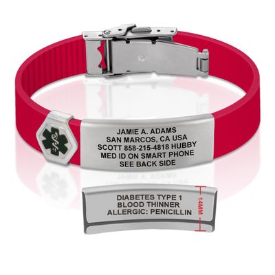 Divoti Custom Engraved Medical Alert ID Bracelet  Dual-Sided Laser Etching, Silicone Wristband, Stainless Steel Security Clasp  Adjustable & Trim-to-Fit  Emergency Medical Info Band - UL CR SS BL