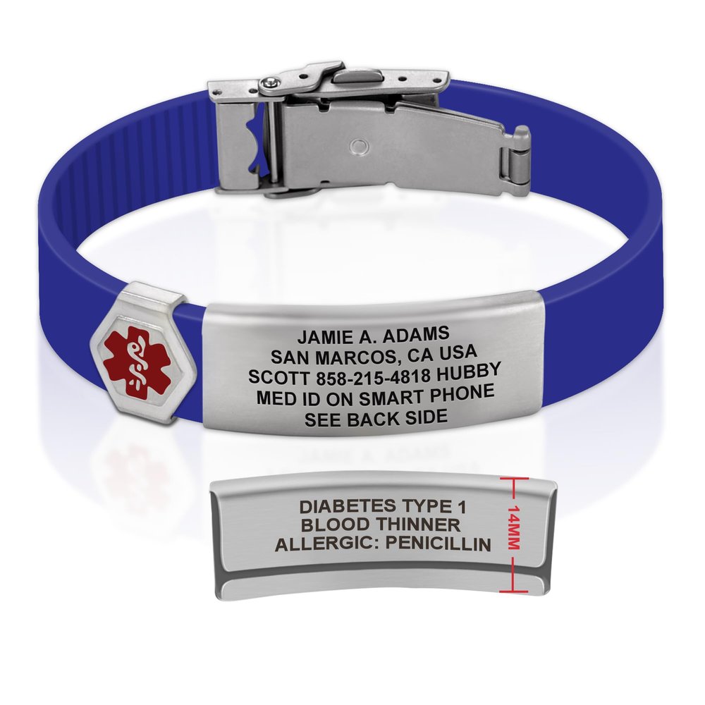 Divoti Custom Engraved Medical Alert ID Bracelet  Dual-Sided Laser Etching, Silicone Wristband, Stainless Steel Security Clasp  Adjustable & Trim-to-Fit  Emergency Medical Info Band - UL JB SS RE