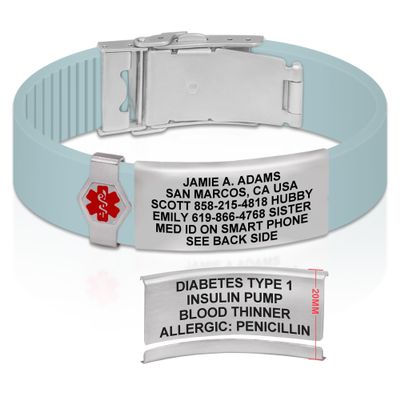 Divoti Custom Engraved Medical Alert ID Bracelet  Dual-Sided Laser Etching, Silicone Wristband, Stainless Steel Security Clasp  Adjustable & Trim-to-Fit  Emergency Medical Info Band - PRO PLB SS RE